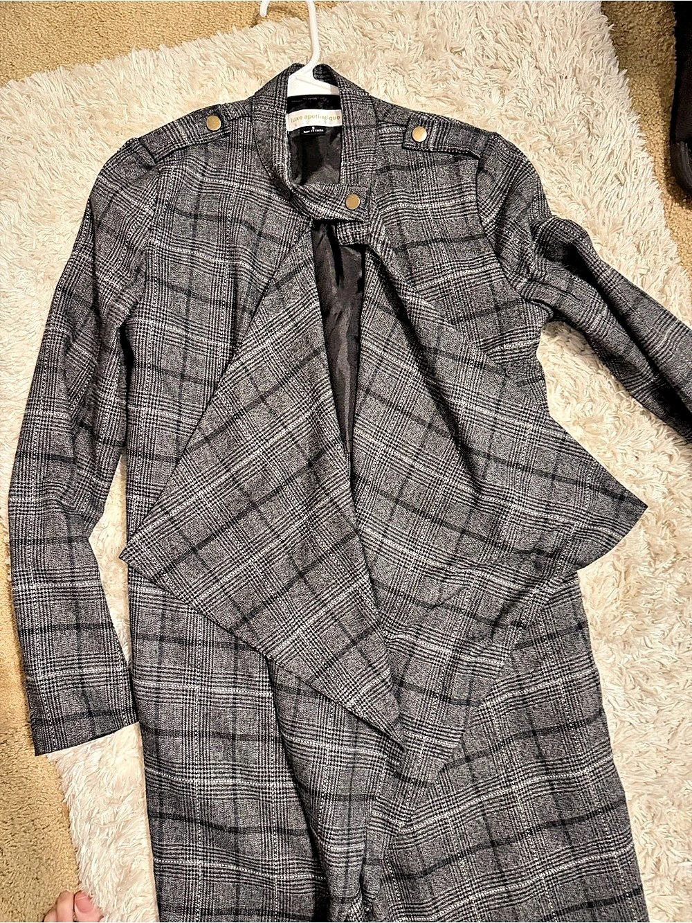 Plaid Coat in Gray & Black Like New